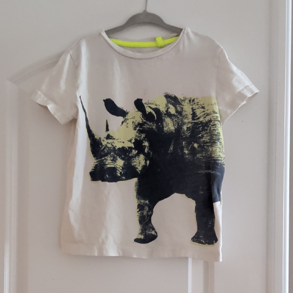 Mini Boden Rhino Graphic T-Shirt - Cream & Black